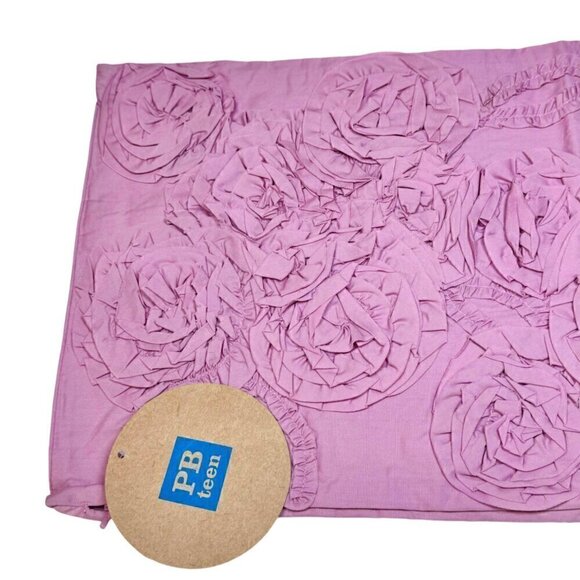 Pottery Barn PBTeen Lumbar Pillow Cover 2PCs Set Lilac Pink Roses Floral Ruffles - Picture 5 of 8